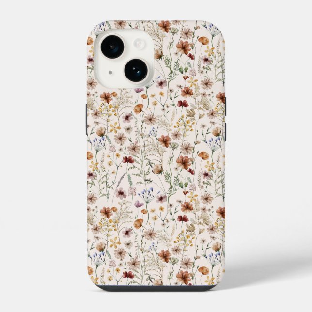 Capa de iPhone / iPad com padrão floral boho em aq (Verso)