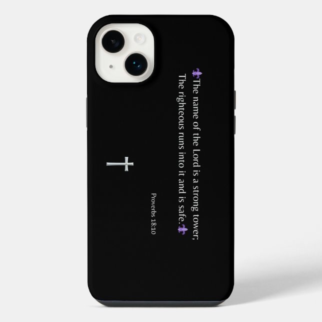 Capa de iPhone / iPad com Provérbios 18:10 Versícu (Verso)