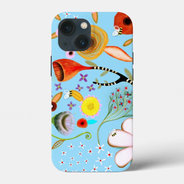 Capa de iPhone / iPad floral turquesa (Verso)