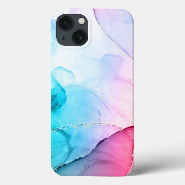 Capa de iPhone / iPad rosa azul aquarela (Verso)