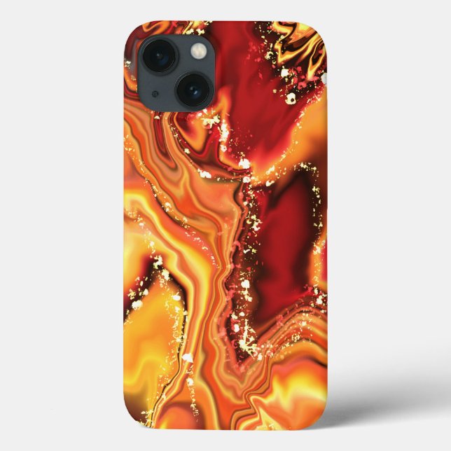Capa de iPhone / iPad Watercolor Glitter Laranja D (Verso)