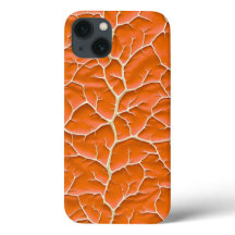 Capa de iPhone Laranja Glossy com Textura de Galho