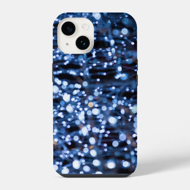 Capa de iPhone Luzes Azuis Abstratas (Verso)
