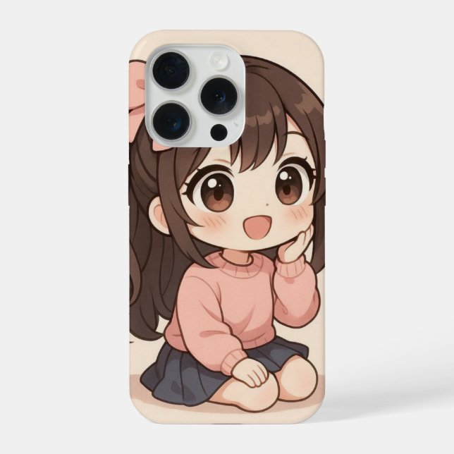 Capa de iPhone Menina Kawaii Fofa (Verso)