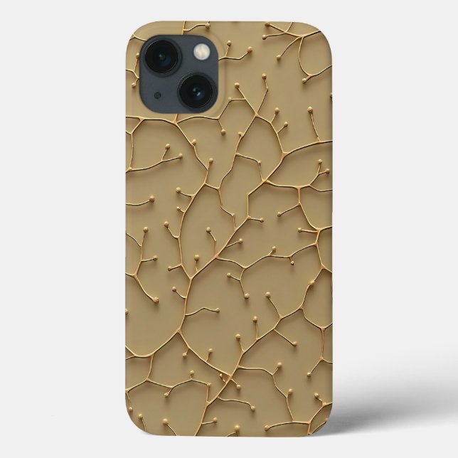 Capa de iPhone Moderna com Textura Rachada em Khak (Verso)