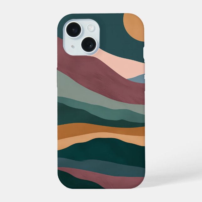 Capa de iPhone Paisagem Abstrata Boho Sunset Hills (Verso)