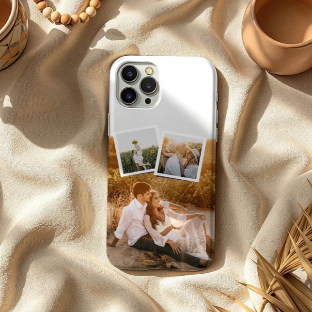 Capa de iPhone personalizada com layout de 3 fotos (Criador carregado)