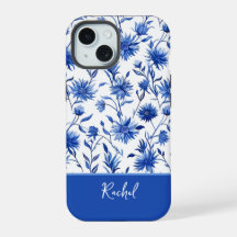 Capa de iPhone personalizada Floral Azul