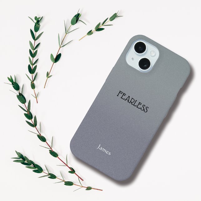 Capa de Iphone Personalizada Ombre Grey com Citaçã (Criador carregado)