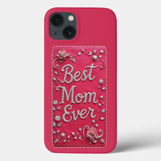 Capa de iPhone Pink Floral Best Mom Ever