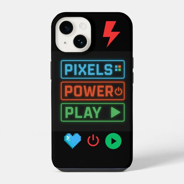 Capa de iPhone Pixels Power Play – Retro Gamer Pho (Verso)