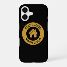 Capa de iPhone preta com logotipo de negócios pers