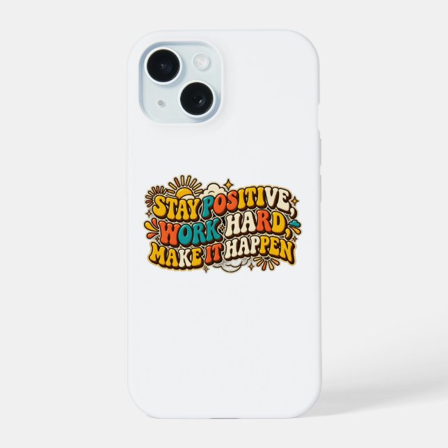 Capa de iPhone Retro Stay Positive (Verso)