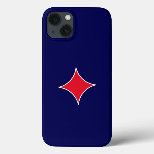 Capa de iPhone Royal Blue Red Starburst (Verso)