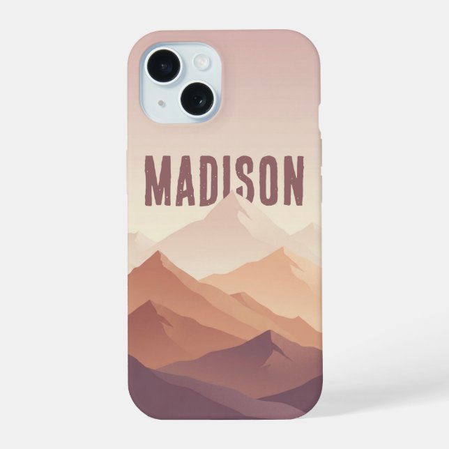 Capa de iPhone Silhueta de Montanha Mauve Minimali (Verso)