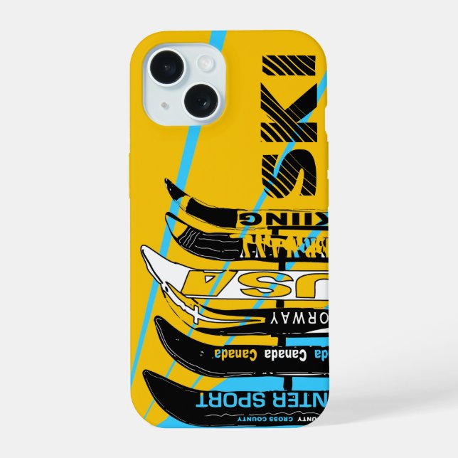 Capa de iPhone Ski Blade Laranja Azul (Verso)