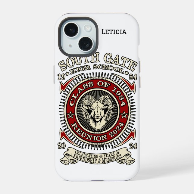 Capa de iPhone South Gate High School Rams com Nom (Verso)