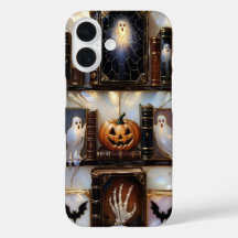Capa de iPhone Spooky Cozy Prateleira de Livros Ab
