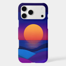 Capa de iPhone Synthwave Pôr do Sol Ondas Abstrata