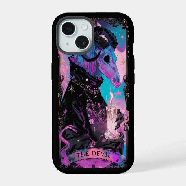 Capa de iPhone The Devil Tarot Card Witchy Vibes (Verso)
