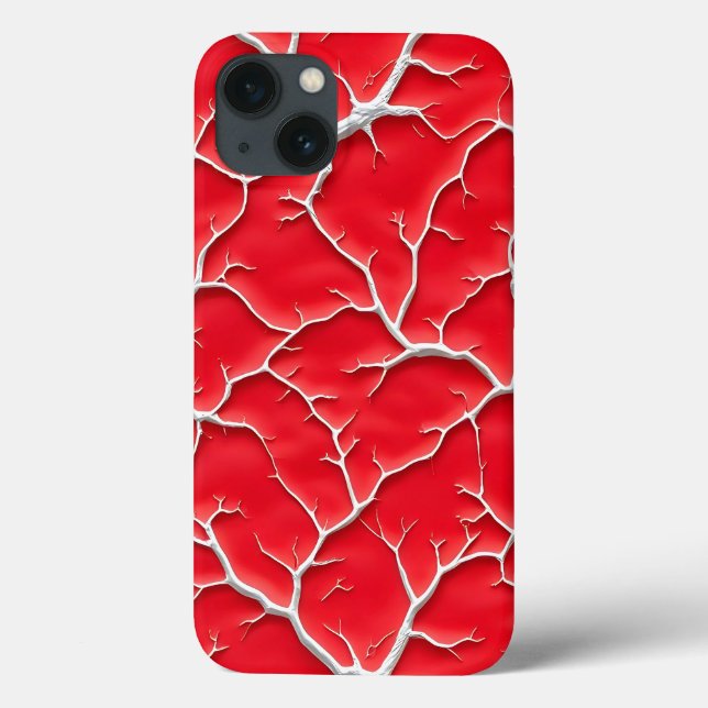 Capa de iPhone Veia Vermelha Profunda com Textura  (Verso)
