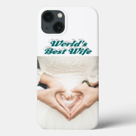 Capa de iPhone verde com foto da esposa