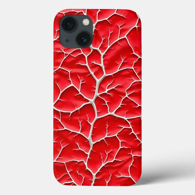 Capa de iPhone Vermelha Glossy com Textura de Galh (Verso)