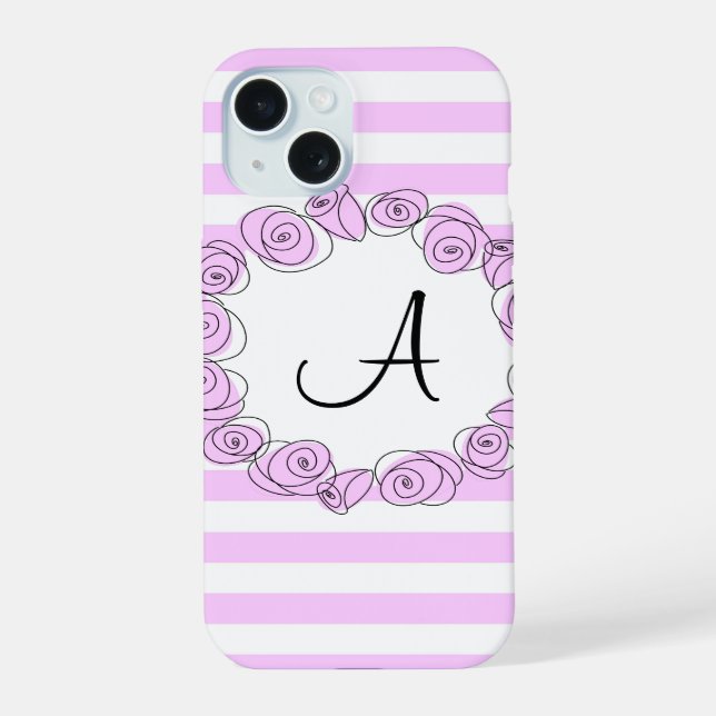 Capa de iPhone vertical com listra e monograma Lil (Verso)
