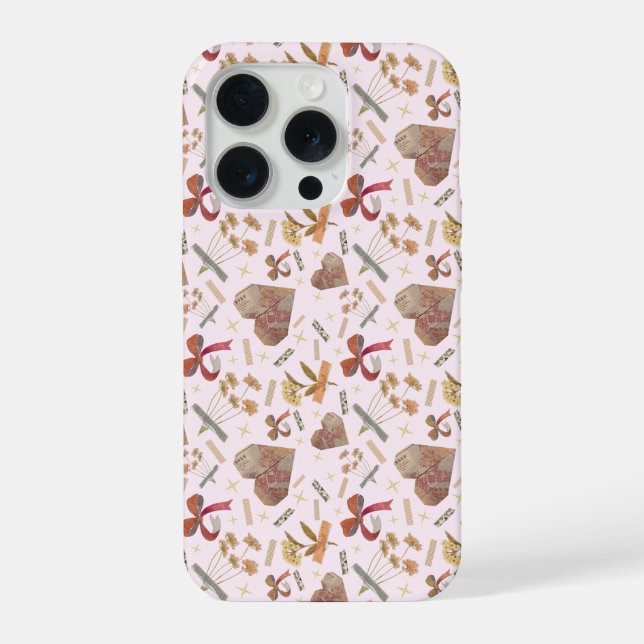 Capa de iPhone Vintage Florals & Paper Hearts (Verso)