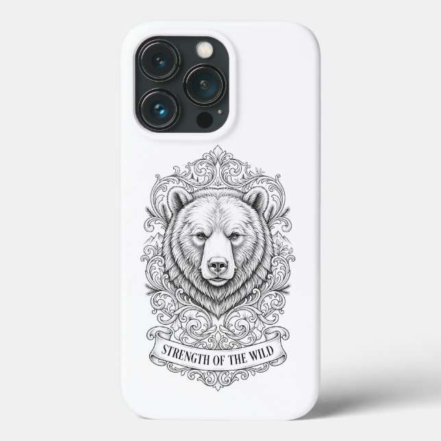 Capa de iPhone Vintage Urso Selvagem Força (Verso)