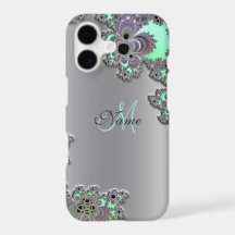 Capa de iPhone X Fractal Metálico Prateado Persona
