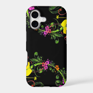 Capa de iPhone X Preta Floral - Capa de telefone r