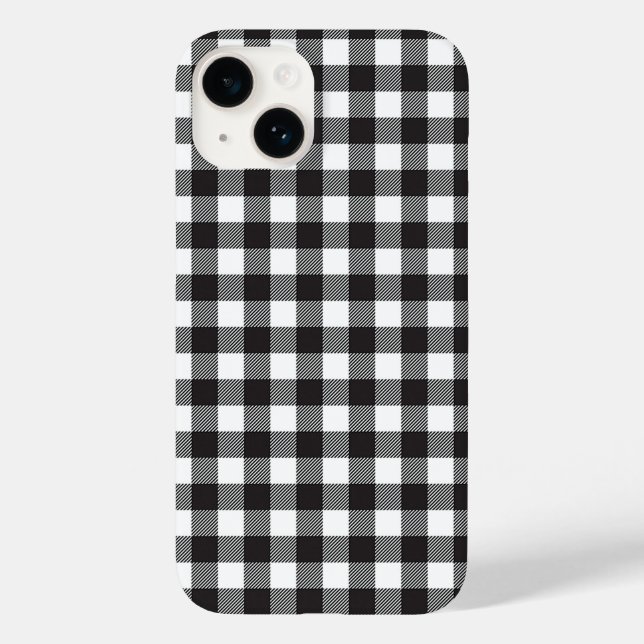 Capa de iPhone Xadrez de Búfalo Preto e Branco (Verso)