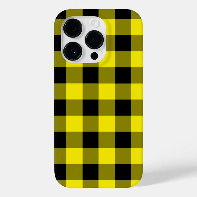 Capa de iPhone Xadrez Preto Amarelo (Verso)
