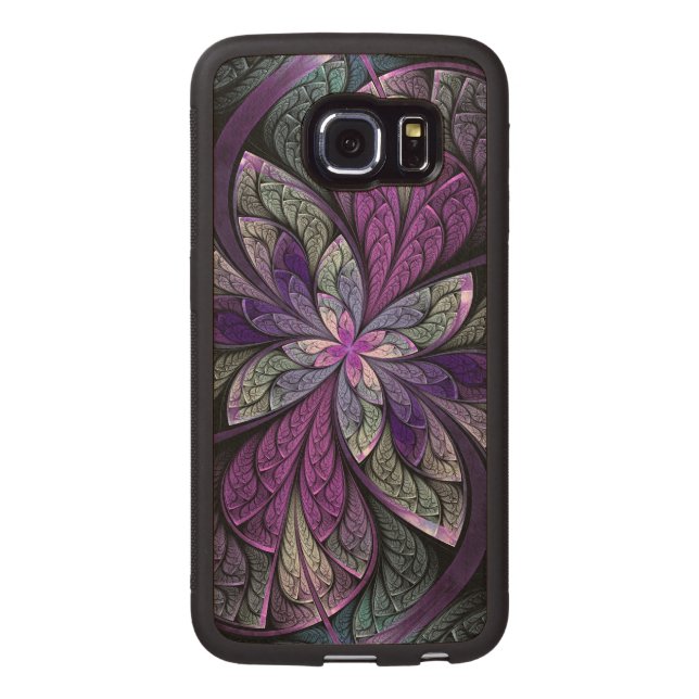 Capa De Madeira Carved Para Samsung Galaxy S6 Edge La Chanteuse Violett (Verso)