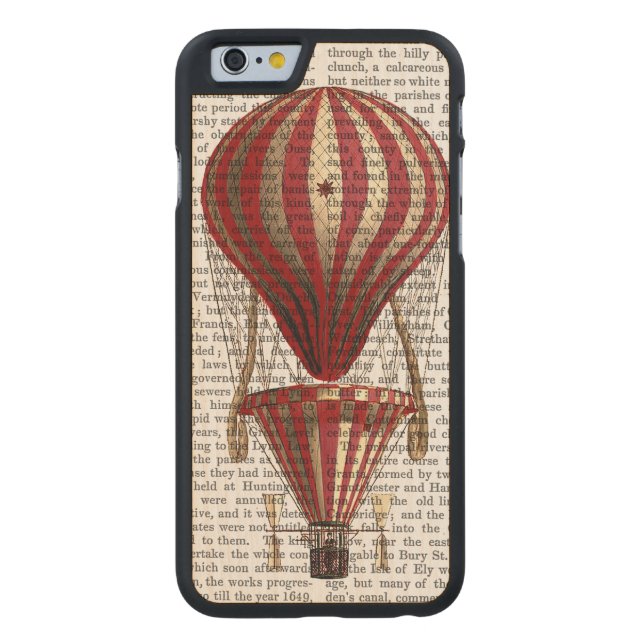 Capa De Madeira Para iPhone, Carved Balão de ar quente com camadas Impressão vermelho (Verso)
