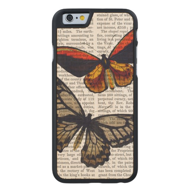 Capa De Madeira Para iPhone, Carved Borboletas 3 (Verso)
