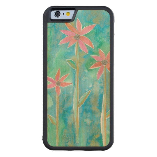 Capa De Madeira Para iPhone, Carved Daisies III (Verso)