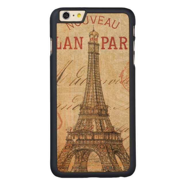 Capa De Madeira Para iPhone, Carved Letra de Paris (Verso)