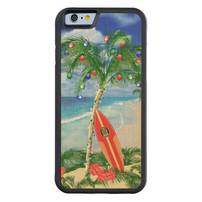 Capa De Madeira Para iPhone, Carved Natal da praia (Verso)