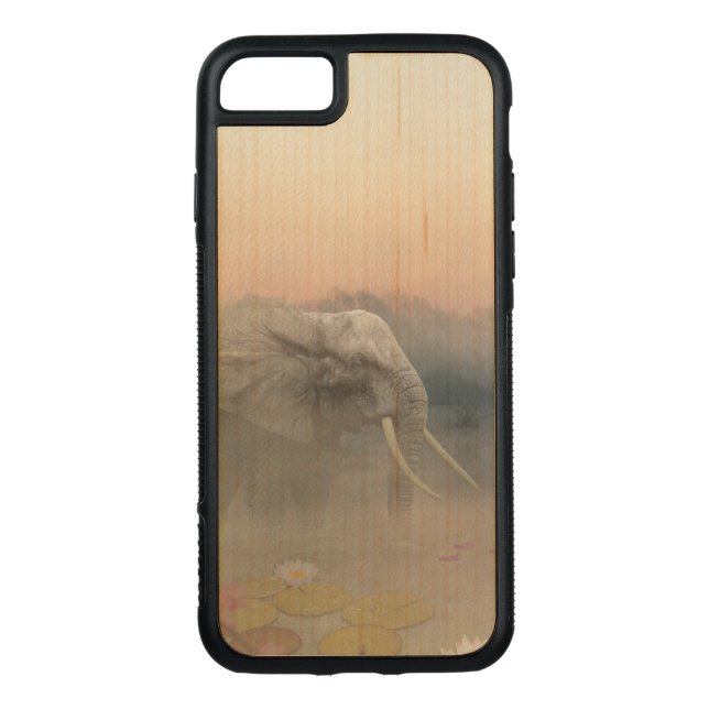 Capa De Madeira Para iPhone, Carved O elefante (Verso)
