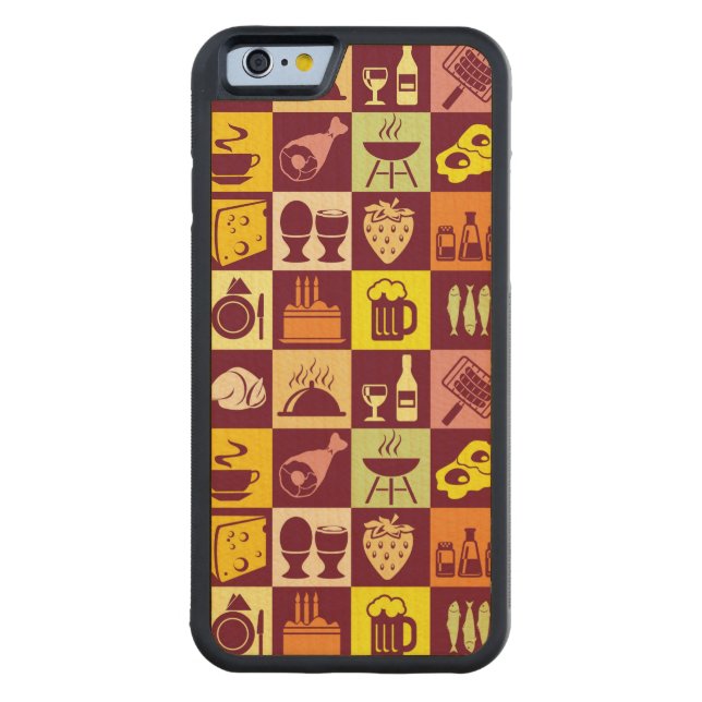 Capa De Madeira Para iPhone, Carved Padrão de Comida 3 (Verso)