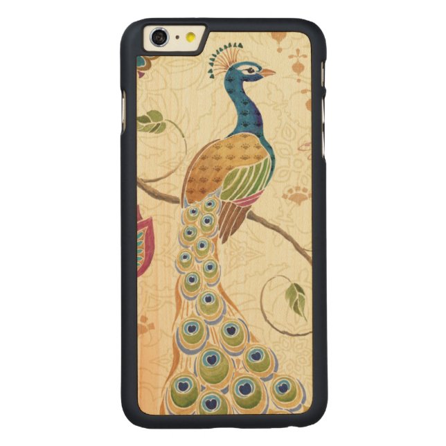 Capa De Madeira Para iPhone, Carved Pavão bonito (Verso)