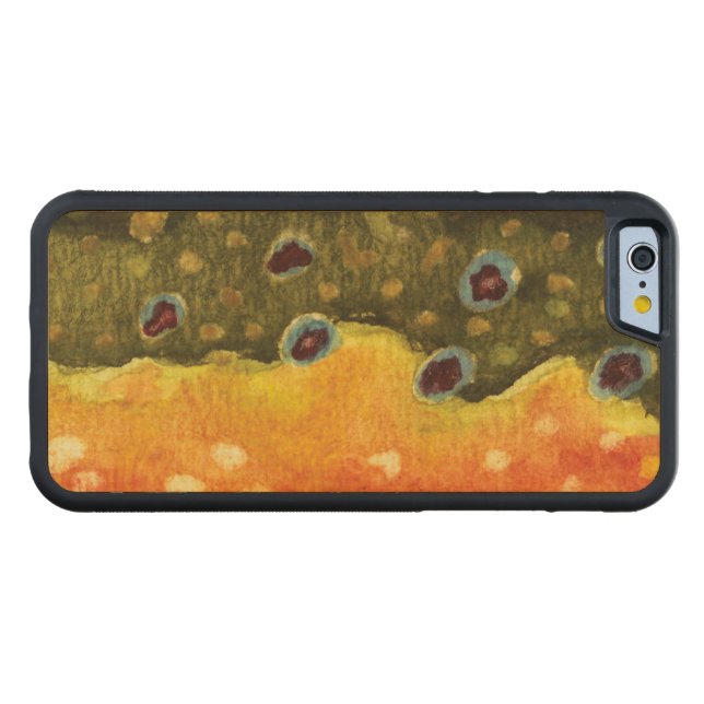 Capa De Madeira Para iPhone, Carved Pesca com mosca (Frente (horizontal))