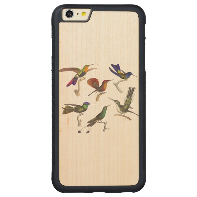 Capa De Madeira Para iPhone, Carved Seis colibris (Verso)
