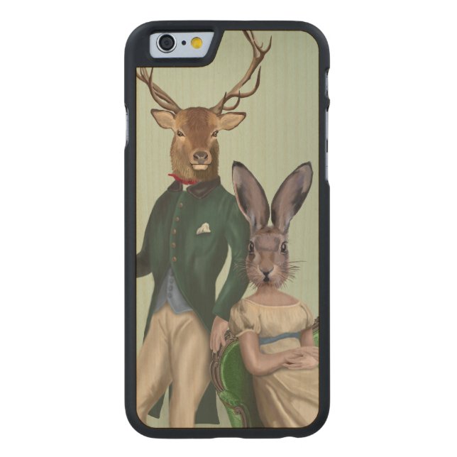 Capa De Madeira Para iPhone, Carved Sr. Deer e Sra. Rabbit 2 (Verso)
