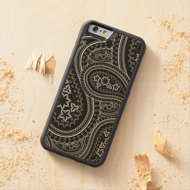 Capa De Madeira Para iPhone, Carved Teste padrão de Paisley (In Loco)