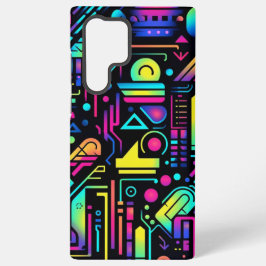 Capa de Neon Retro Tech com Padrão de Circuito par
