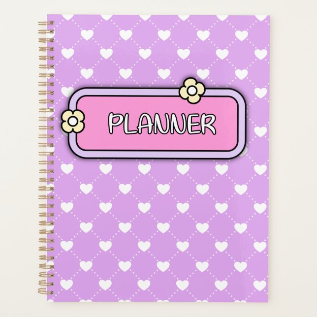 Capa de planejador de flores Cute Hearts (Frente)