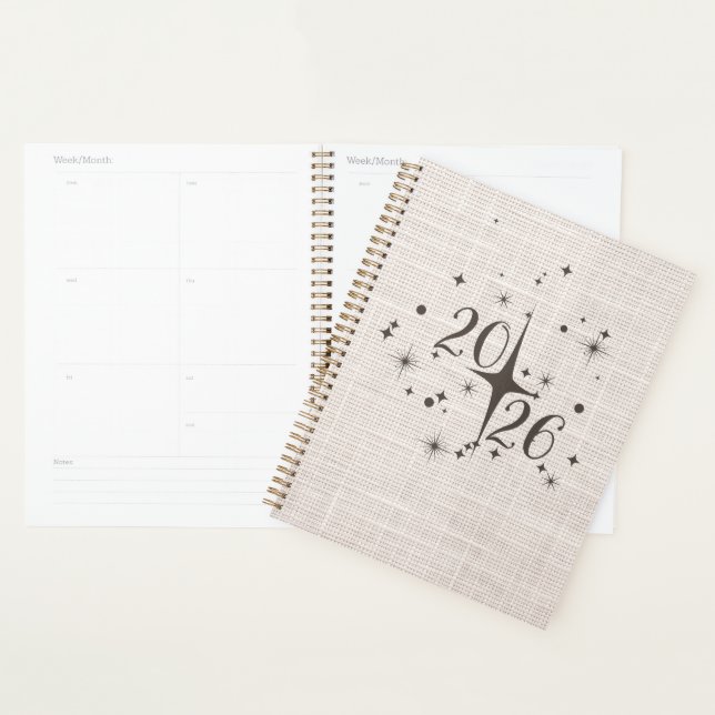 Capa de Planejador de Lino Minimalista 2026 (Exibição)